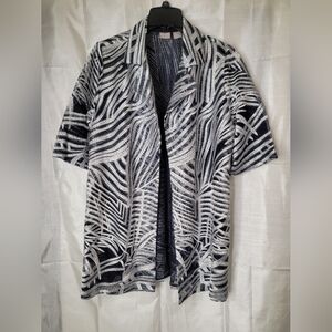 Chico's Sheer Black & White Embroidered Topper